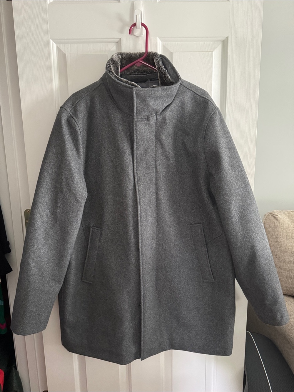 Calvin Klein Men's Charcoal Gray Wool Pea Coat